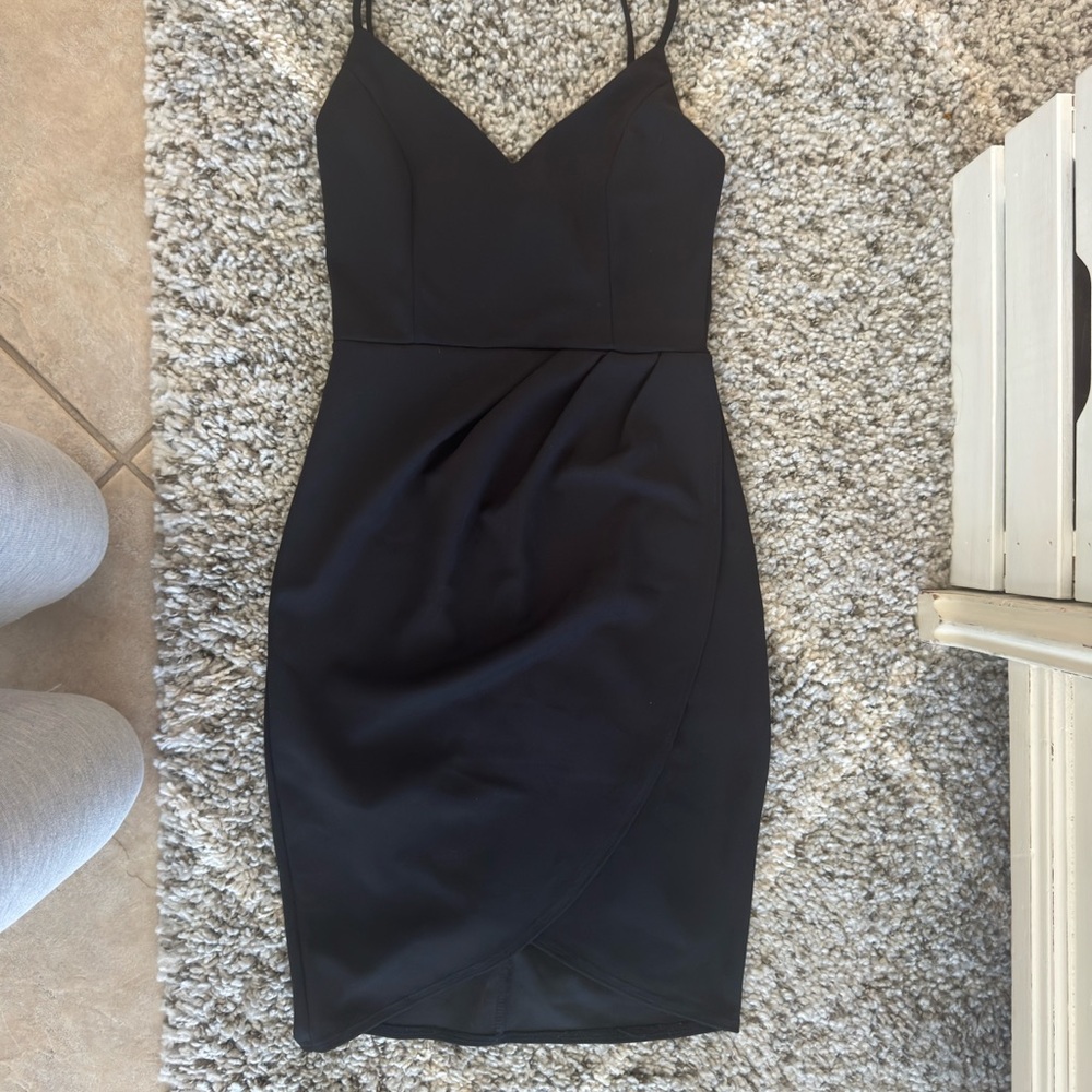 Lulu's Black Mini Dress with Spaghetti Straps